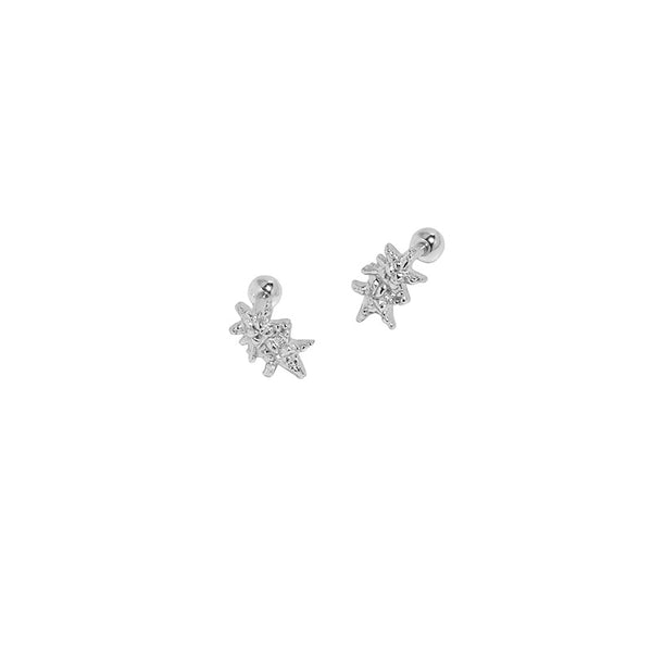 RHE1307 925 Sterling Silver Double Starfish Stud Earrings