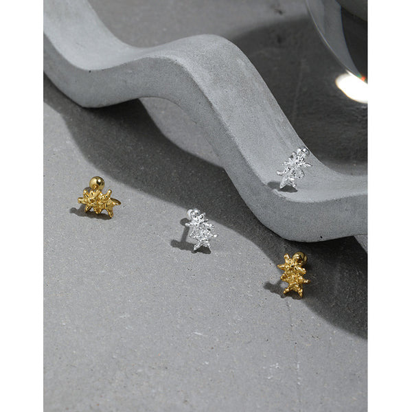 RHE1307 925 Sterling Silver Double Starfish Stud Earrings