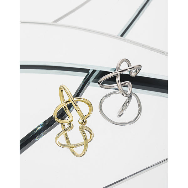 RHE1129 925 Sterling Silver X Shape Glossy Ear Cuff