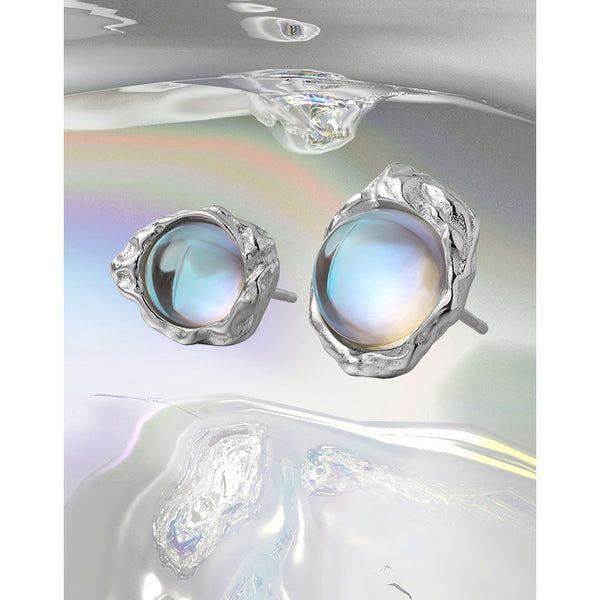 RHE1116 Irregular Moonstone Stud Earrings