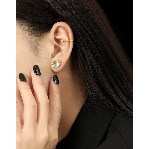 RHE1116 Irregular Moonstone Stud Earrings