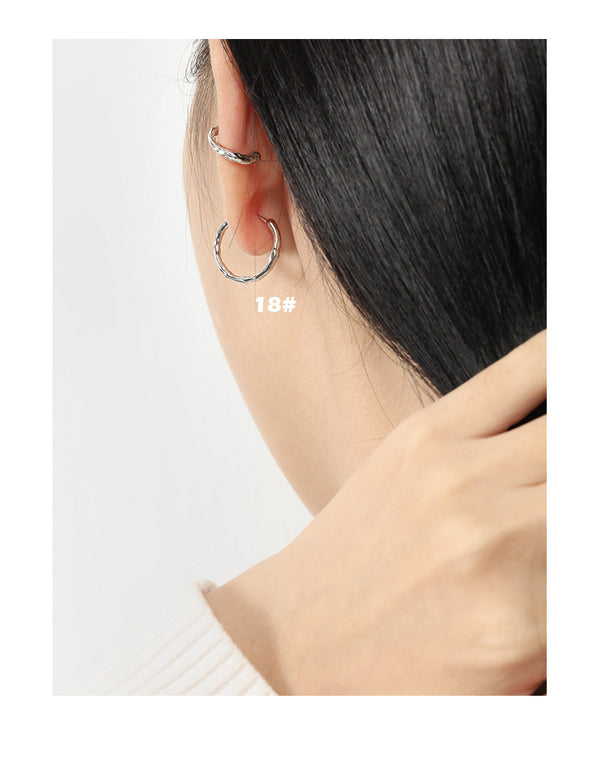 RHE1131 925 Sterling Silver Dainty Simple Round Hoop Earrings