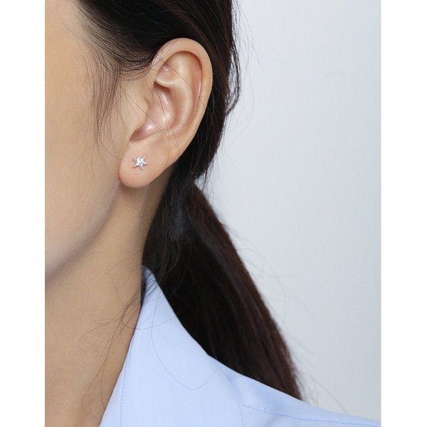 RHE1306 925 Sterling Silver Starfish Screw Bead Stud Earrings