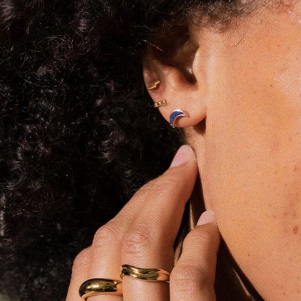 FE2045 925 Sterling Silver Rectangle Stripes Bar Stud Earrings