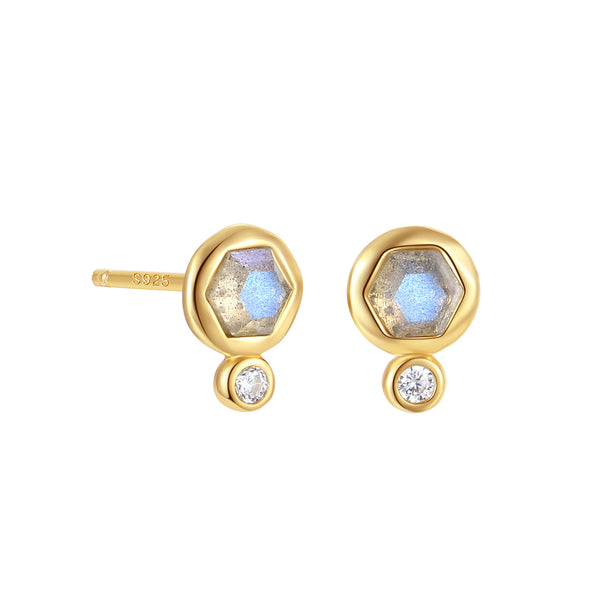 VFE1450 Hexagonal Birthstone Stud Earrings