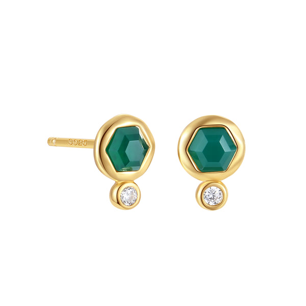 VFE1450 Hexagonal Birthstone Stud Earrings