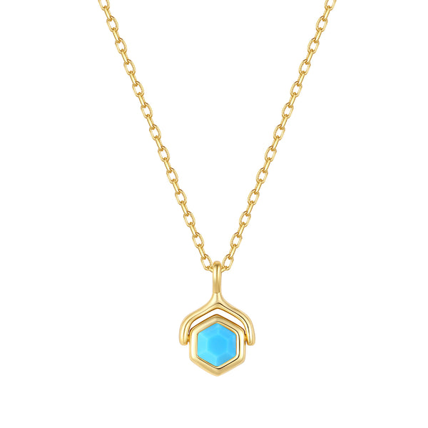 VFX1454 Hexagonal Birthstone Pendant Necklace