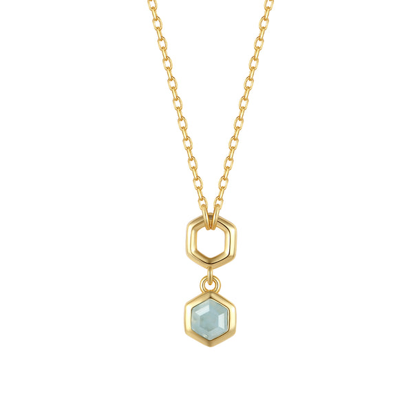 VFX1455 Hexagonal Honeycomb Double-Layer Necklace