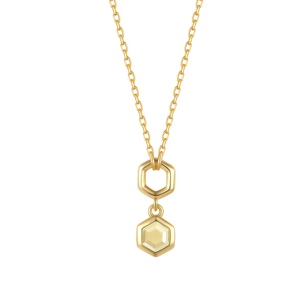 VFX1455 Hexagonal Honeycomb Double-Layer Necklace