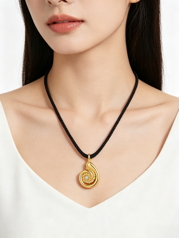BVFX0716 Braided rope conch pendant necklace