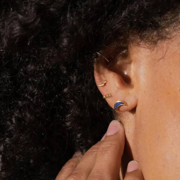 FE2045 925 Sterling Silver Rectangle Stripes Bar Stud Earrings