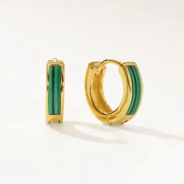Copy of FE2061 Natural Stone Malachite Lapis Lazuli Hoop Earrings