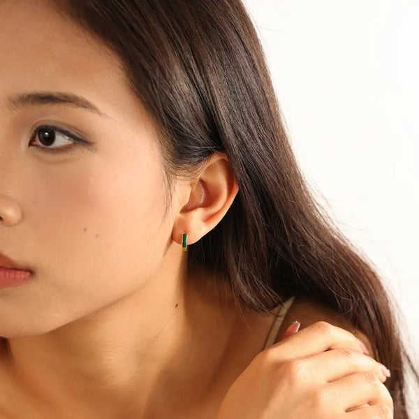 Copy of FE2061 Natural Stone Malachite Lapis Lazuli Hoop Earrings