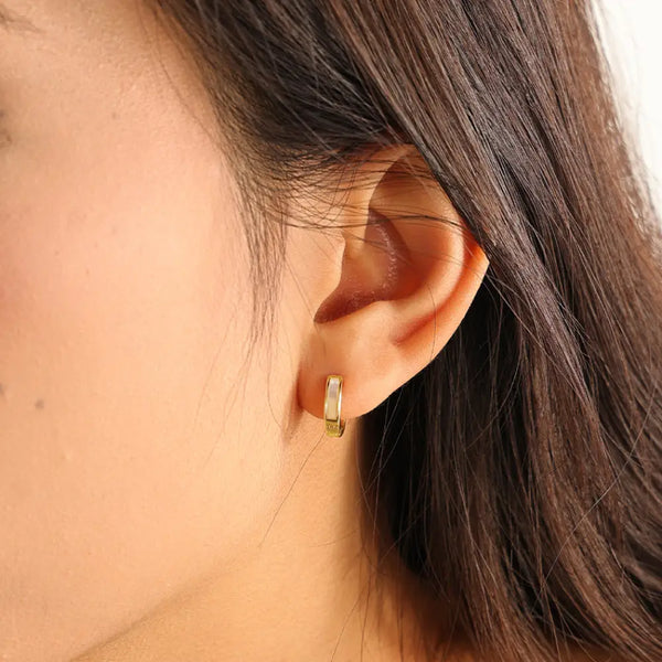 Copy of FE2061 Natural Stone Malachite Lapis Lazuli Hoop Earrings