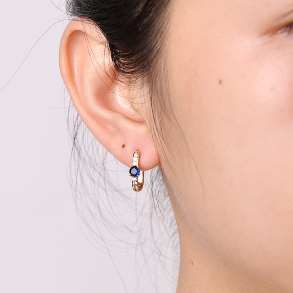 FE2035 925 Sterling Silver Birstone Zirconia Oval Hoop Earrings