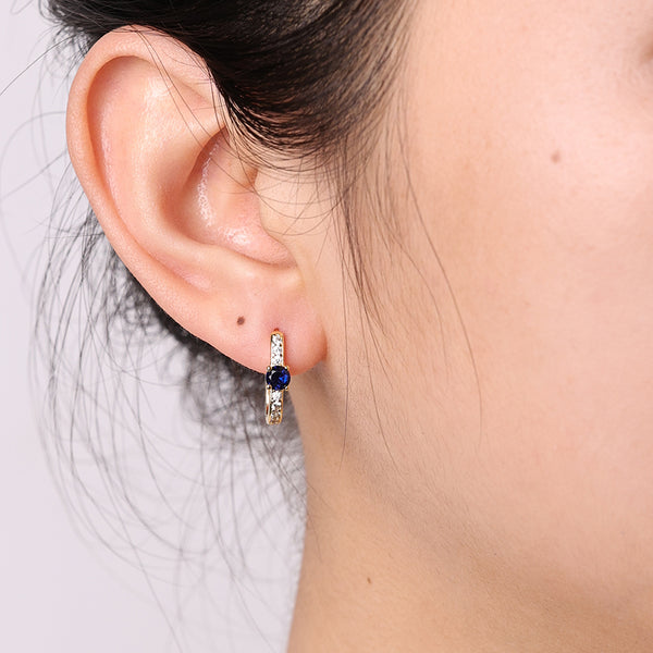 FE2035 925 Sterling Silver Birstone Zirconia Oval Hoop Earrings