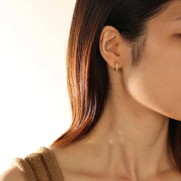 FE2061 Inlay Mother Of Pearl Hoop Earrings