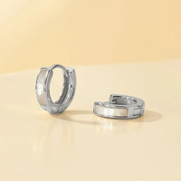 FE2061 Inlay Mother Of Pearl Hoop Earrings