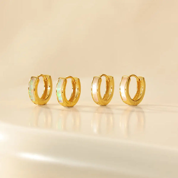 FE2061 Inlay Mother Of Pearl Hoop Earrings