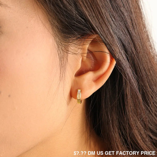 FE2061 Natural Stone Malachite Lapis Lazuli Hoop Earrings