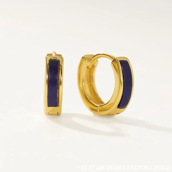 FE2061 Natural Stone Malachite Lapis Lazuli Hoop Earrings