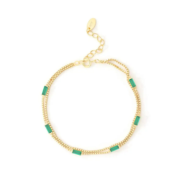 FS0317 925 Sterling Silver Double Layer Colorful Zircon Bracelet Bracelet