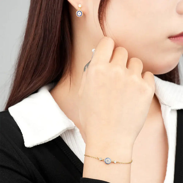 FS0319 925 Sterling Silver Evil Eye Bracelet Bracelet