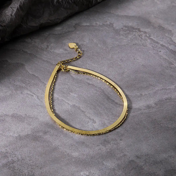 FS0320 925 Sterling Silver Blade Snake Double Layer Bracelet Bracelet