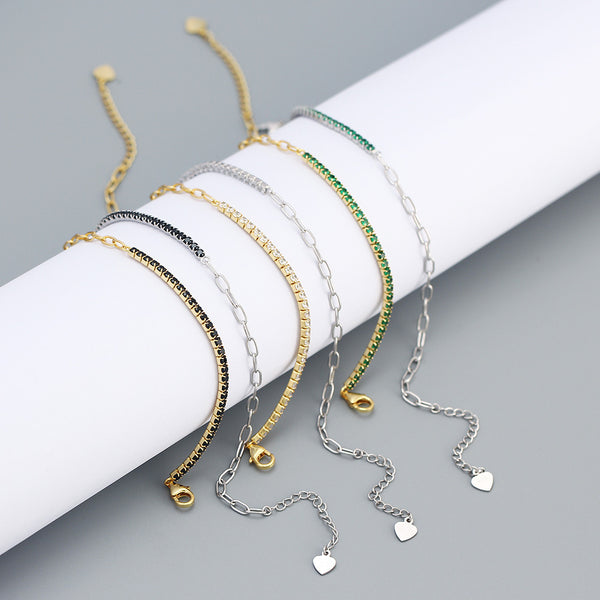 YHB017 925 Sterling Silver Cubic Zirconia Tennis Bracelet