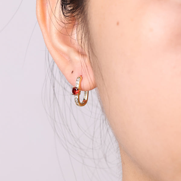 FE2035 925 Sterling Silver Birstone Zirconia Oval Hoop Earrings