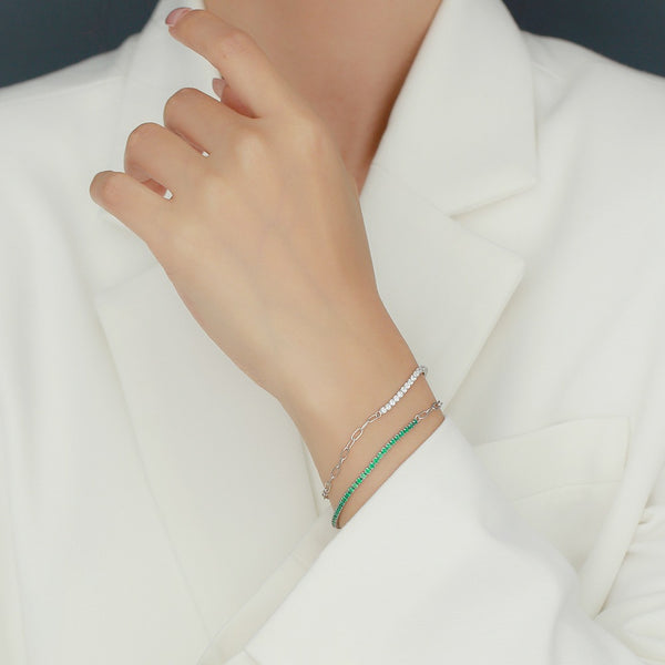 YHB017 925 Sterling Silver Cubic Zirconia Tennis Bracelet