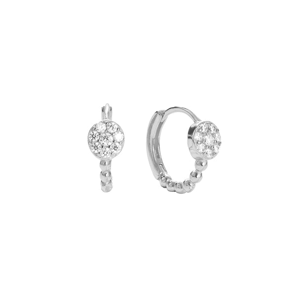 FE2777 925 Sterling Silver Simple CZ Hoop Earring