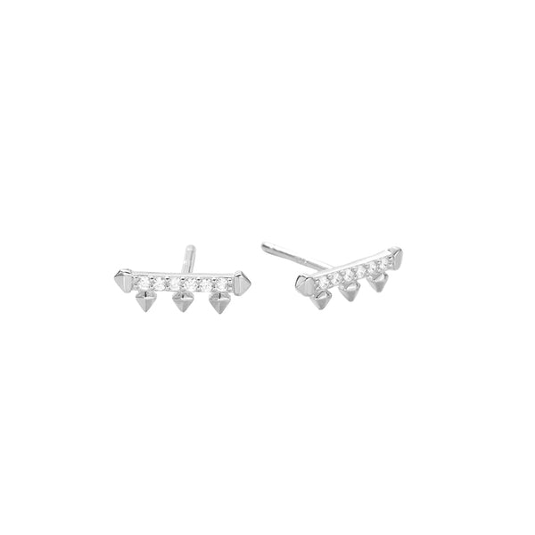 FE2864 925 Sterling Silver CZ Bar Stud Earring