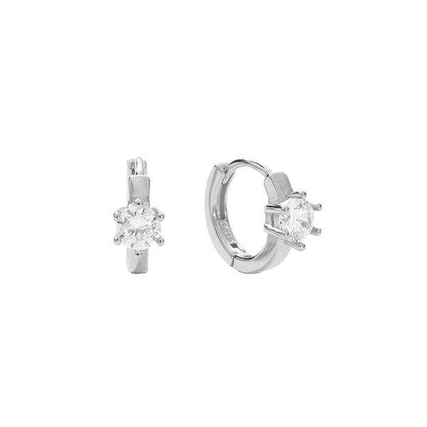 FE2802 925 Sterling Silver Cubic Zirconia Hoop Earring