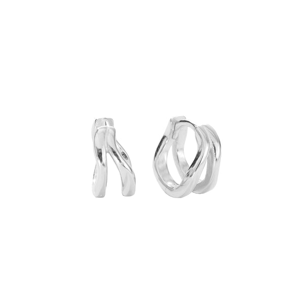 FE2842 925 Sterling Silver Double Circle Hoop Earring