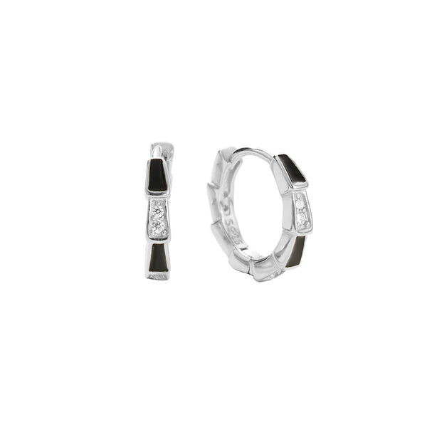 FE2762 925 Sterling Silver Enamel Hoop Earrings