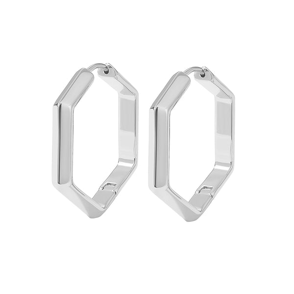 FE2049 Brass Gold Geometric Hexagon Hug Hoop Earrings