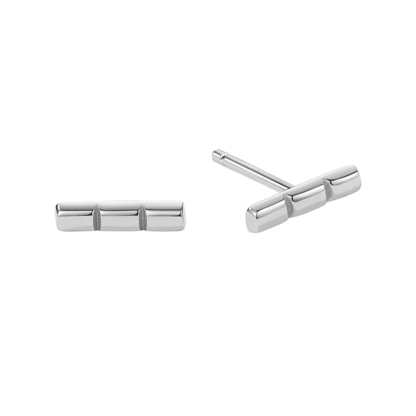 FE2045 925 Sterling Silver Rectangle Stripes Bar Stud Earrings