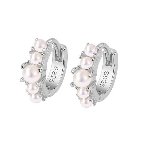 PE0133 Shell Pearl Hoop Earrings