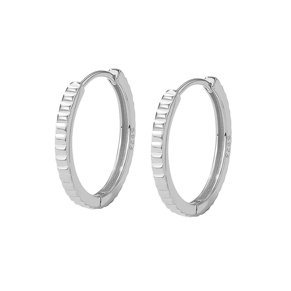 FE2033 FE2034 925 Sterling Silver Gold Ribbed Huggie Hoop Earrings