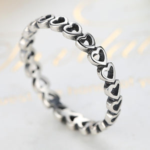YJ1176 925 Sterling Silver Love Heart Stackable Finger Ring