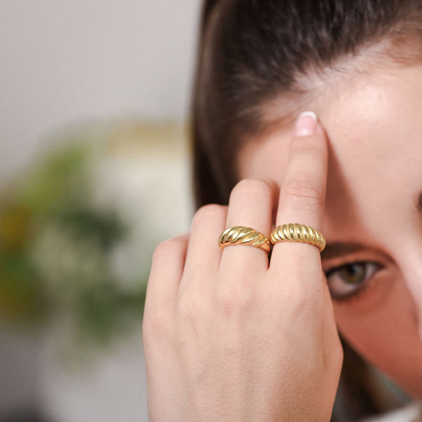 FJ0272 925 Sterling Silver Croissant Adjustable Ring