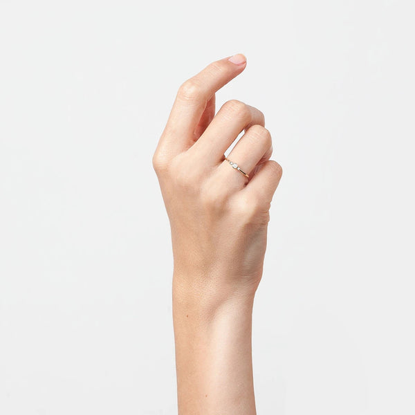 FJ0055 925 Sterling Silver Three Diamond Bezel Ring