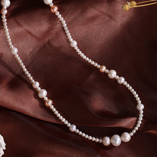 FX0807 925 Sterling Silver Pink White Freshwater Pearl Necklace