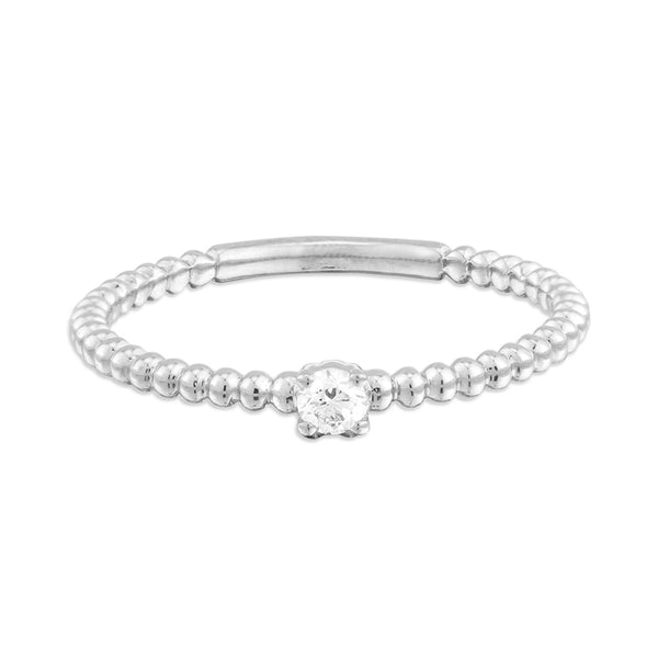 FJ0252 925 Sterling Silver Diamond Beaded Ring