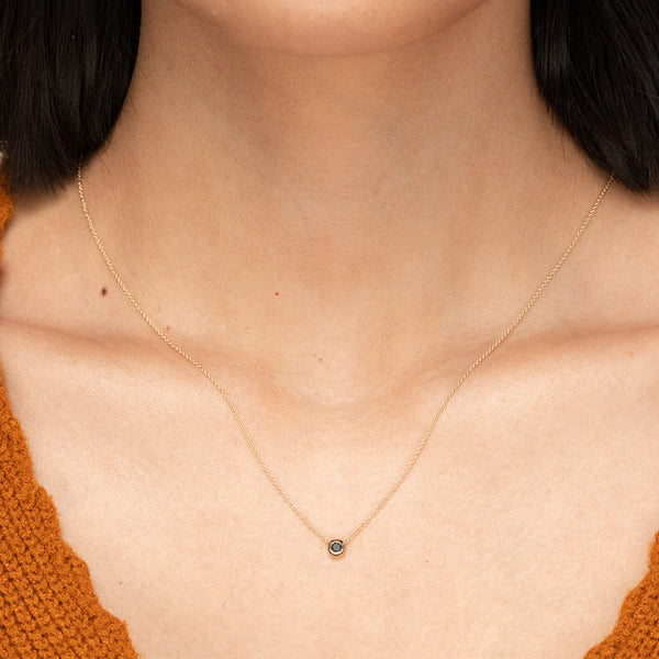 FX0285 925 Sterling Silver Cubic Zirconia Bezel Minimalist Necklace