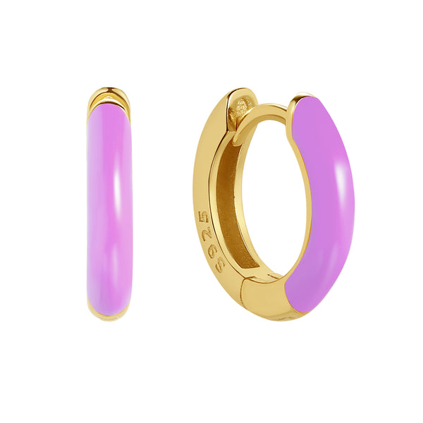 FE1790 925 Sterling Silver Enamel Hoop Earring
