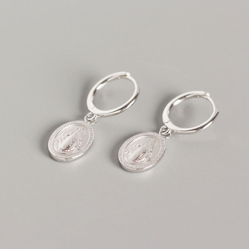 YHE0114 925 Sterling Silver Santa Maria Coin Dangle Earring