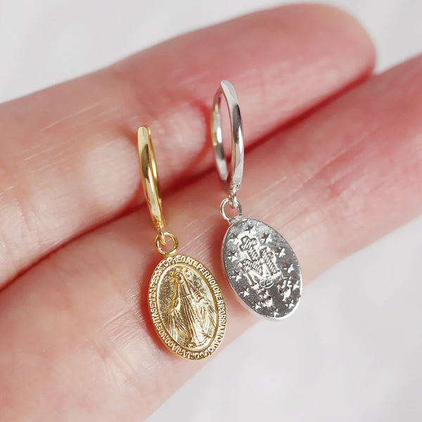 YHE0114 925 Sterling Silver Santa Maria Coin Dangle Earring
