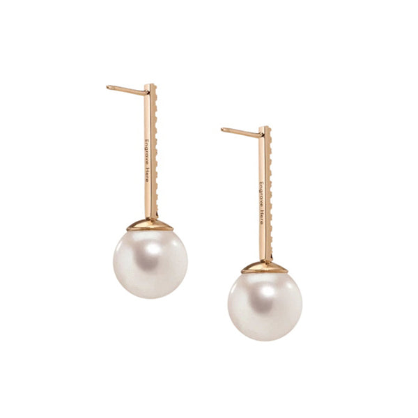 FE0282 925 Sterling Silver Proud Pearl Earrings with White Diamonds